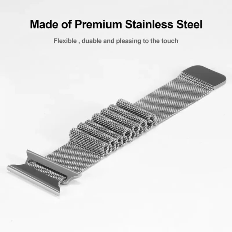 Silver | Apple Watch Milanese Magnetic Loop Strap | Stainless Steel Band | 42mm / 44mm / 45mm