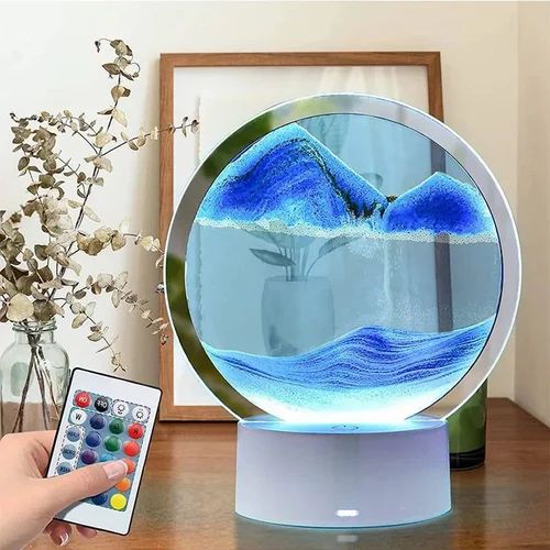 3D Moving Sand Art LED Lamp - Deep Sea Sandscape Night Light with USB Base