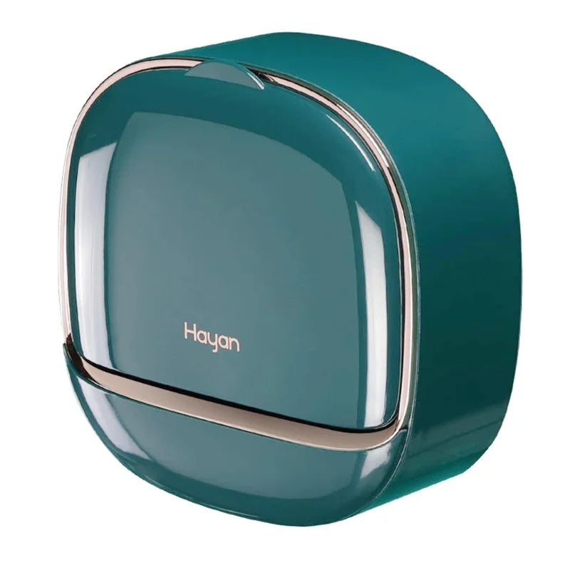 Dark Green | Self-Adhesive Wall-Mounted Luxury Soap Holder with Lid and Drainage Tray