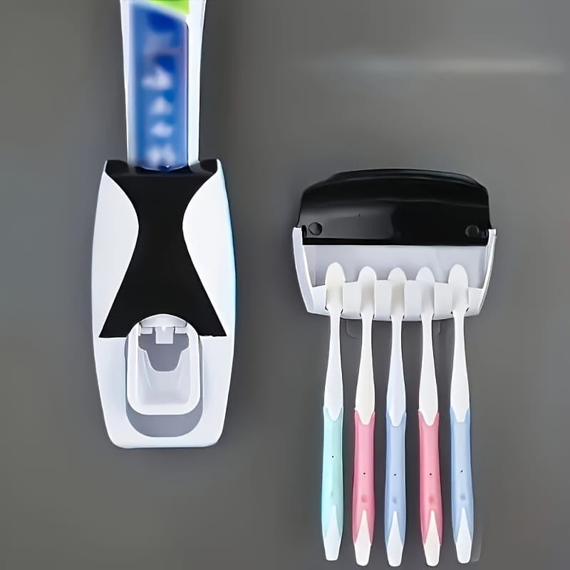 Automatic Toothpaste Dispenser Set with Wall-Mounted Toothbrush Holder | Touch-Free Bathroom Organizer