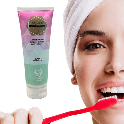 Body Accel Whitening Toothpaste | Advanced Niacinamide Probiotic Formula | 100ml