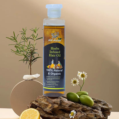 Alif Ahlam Herbs Infused Hair Oil | 100% Natural Organic Oils & Herbs