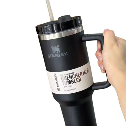 Black Stanley 40 Oz Stainless Steel Tumbler | Leak-Proof Vacuum Insulated Travel Mug | Hot & Cold