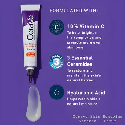 CeraVe Skin Renewing Vitamin C Serum 30ml | Brightening, Anti-Aging & Hydrating