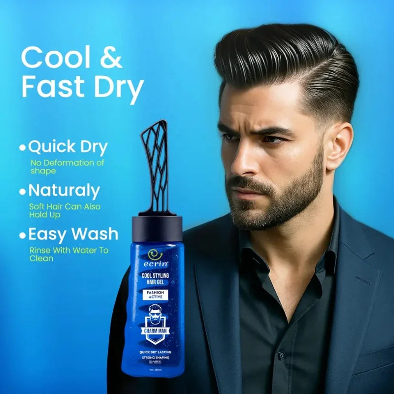 ECRIN Cool Styling Hair Gel 280ml with Active Collagen Strong Hold & Cool Fresh Effect