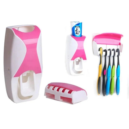 Automatic Toothpaste Dispenser Set with Wall-Mounted Toothbrush Holder | Touch-Free Bathroom Organizer