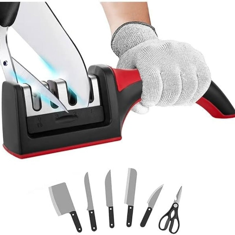 3-in-1 Knife Sharpener Set with Ceramic Peeler | 3-Stage Blade Restorer