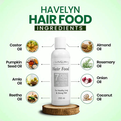 Havelyn Hair Food Oil 200ml | 7 Oils & 30+ Herbal Extracts for Strong & Healthy Hair