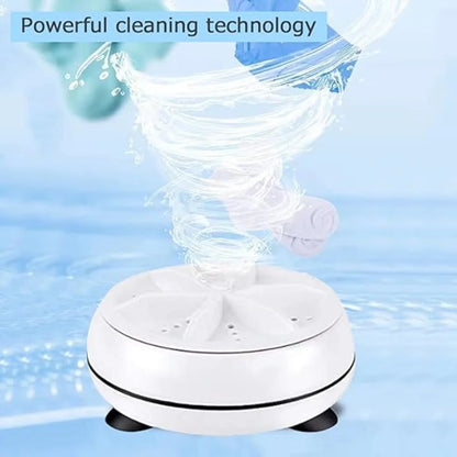 Portable USB Mini Turbo Washer | Ultrasonic Travel Washing Machine for Socks, Underwear & Dishes