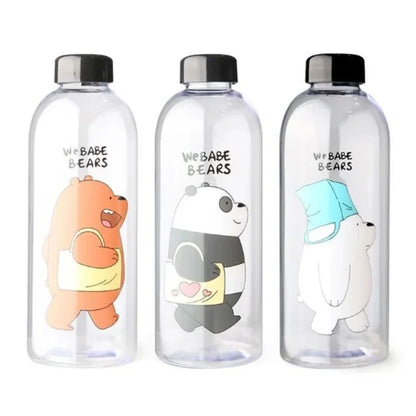 We Babe Bears Frosted Plastic Water Bottle with Straw 1000ml | Leakproof BPA-Free Cute Hydration Bottle