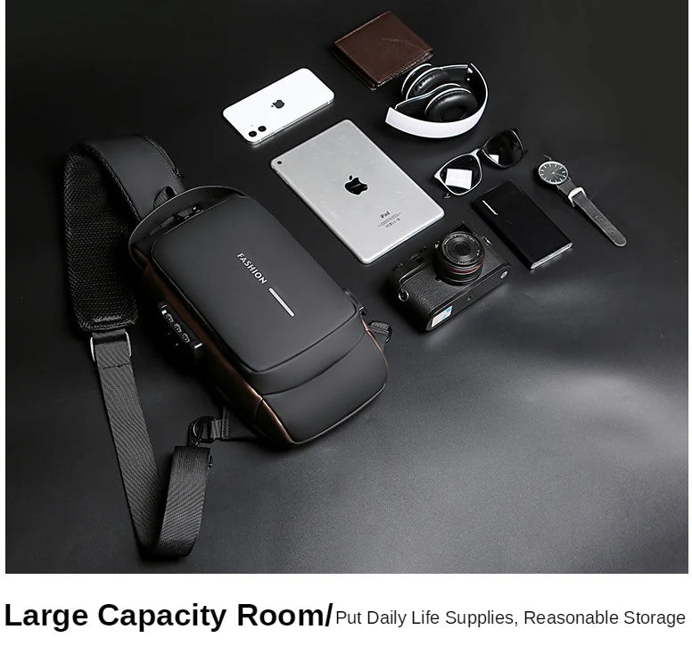 Black Multifunction Anti-Theft USB Charging Crossbody Shoulder Bag | Stylish, Secure & Travel-Ready
