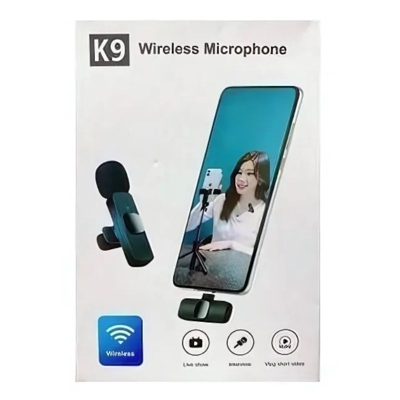 K9 Wireless Lavalier Microphone | Plug & Play Type-C & iOS Mic with Noise Reduction