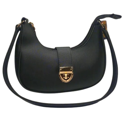 Crescent Leather Luxury Shoulder Bag for Women | Black