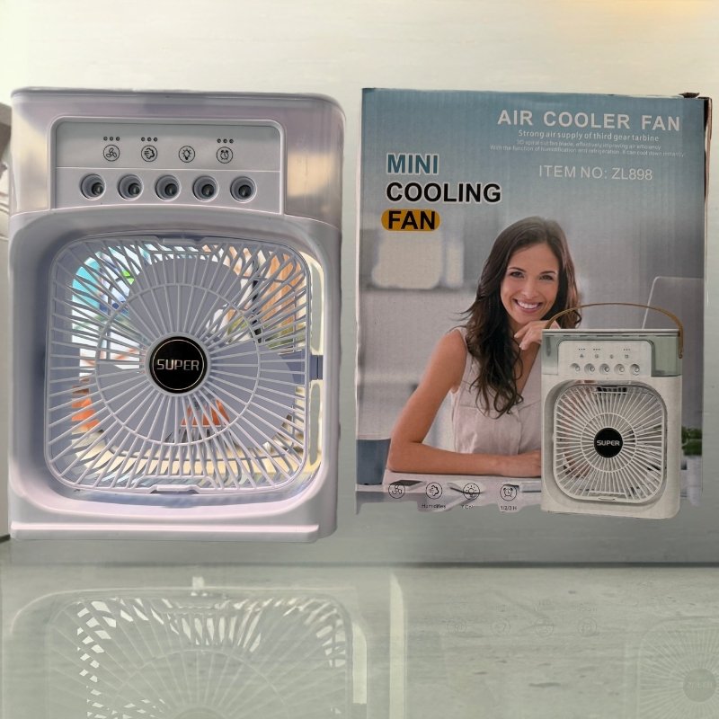 10-Inch Large Portable Air Conditioner Fan | USB Electric Fan with LED Night Light, Mist & Humidifier Function | Random Color