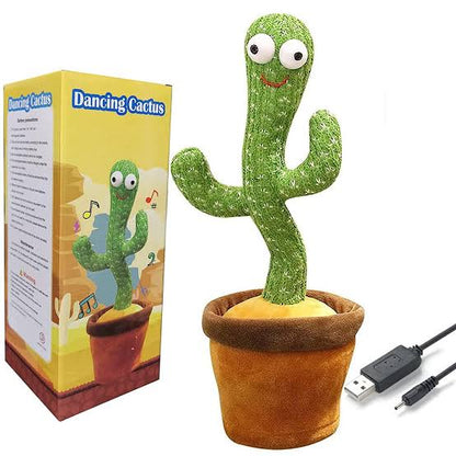 Rechargeable Dancing Cactus Toy with Hat | Interactive Singing, Talking & Dancing Plush for Kids