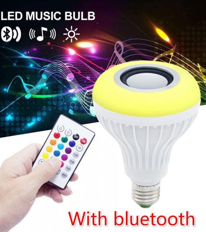 2-in-1 Smart LED Bulb with Bluetooth Speaker | RGB Color Light + Remote Control