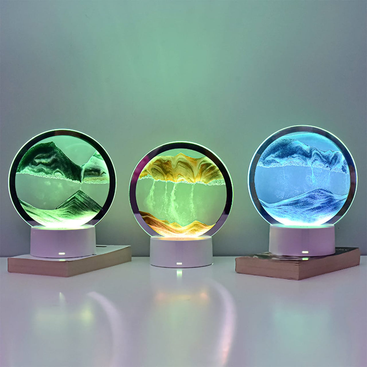 3D Moving Sand Art LED Lamp - Deep Sea Sandscape Night Light with USB Base
