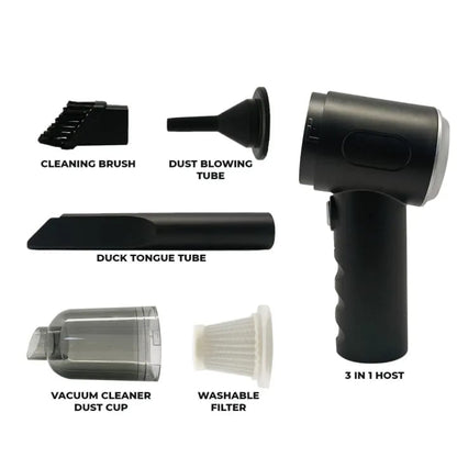 3-in-1 Portable Vacuum Cleaner, Duster & Air Blower | Wireless Handheld Cleaning for Car & Home