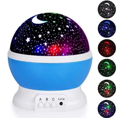 Star Master Projector Night Lamp | 360° Rotating LED Moon & Starry Sky Projector | USB & Battery Operated | Portable Night Light | Random Color