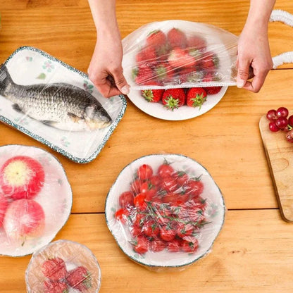 Disposable & Reusable Elastic Food Covers | Transparent Bowl & Plate Covers | Stretchable Dustproof Food Storage Covers | Kitchen Freshness Protector | 100Pcs
