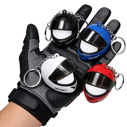 Mini Motorcycle Helmet Keychain with LED | Full Face Helmet Pendant with Movable Visor | Bike, Car & Backpack Key Ring | Random Color